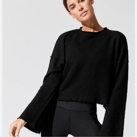 Alala Black Long Sleeve Boxy Cropped Sweatshirt size Small Stance Y2K Athleisure - Picture 1 of 11
